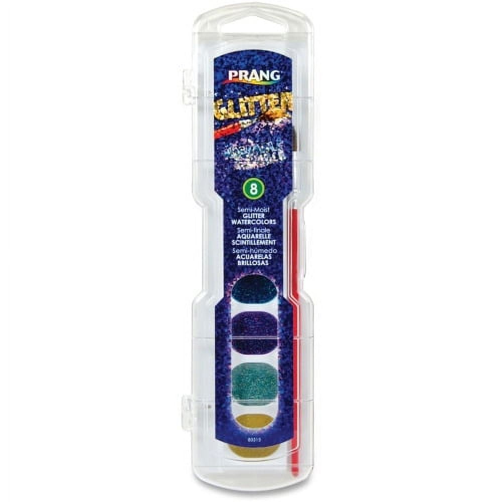Prang Glitter Watercolors 8-Color Half Pan Set with Brush 6 Sets (DIX80515-6)
