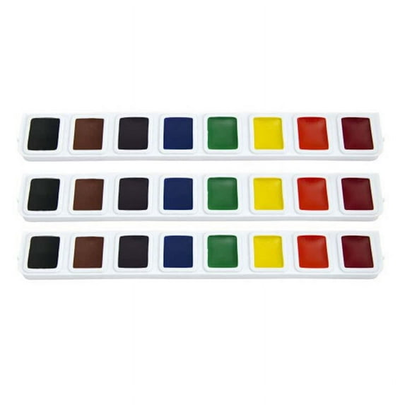 Prang® Half Pan Watercolor Refill Tray, 8 Colors, 3 Sets per Box, 3 Boxes