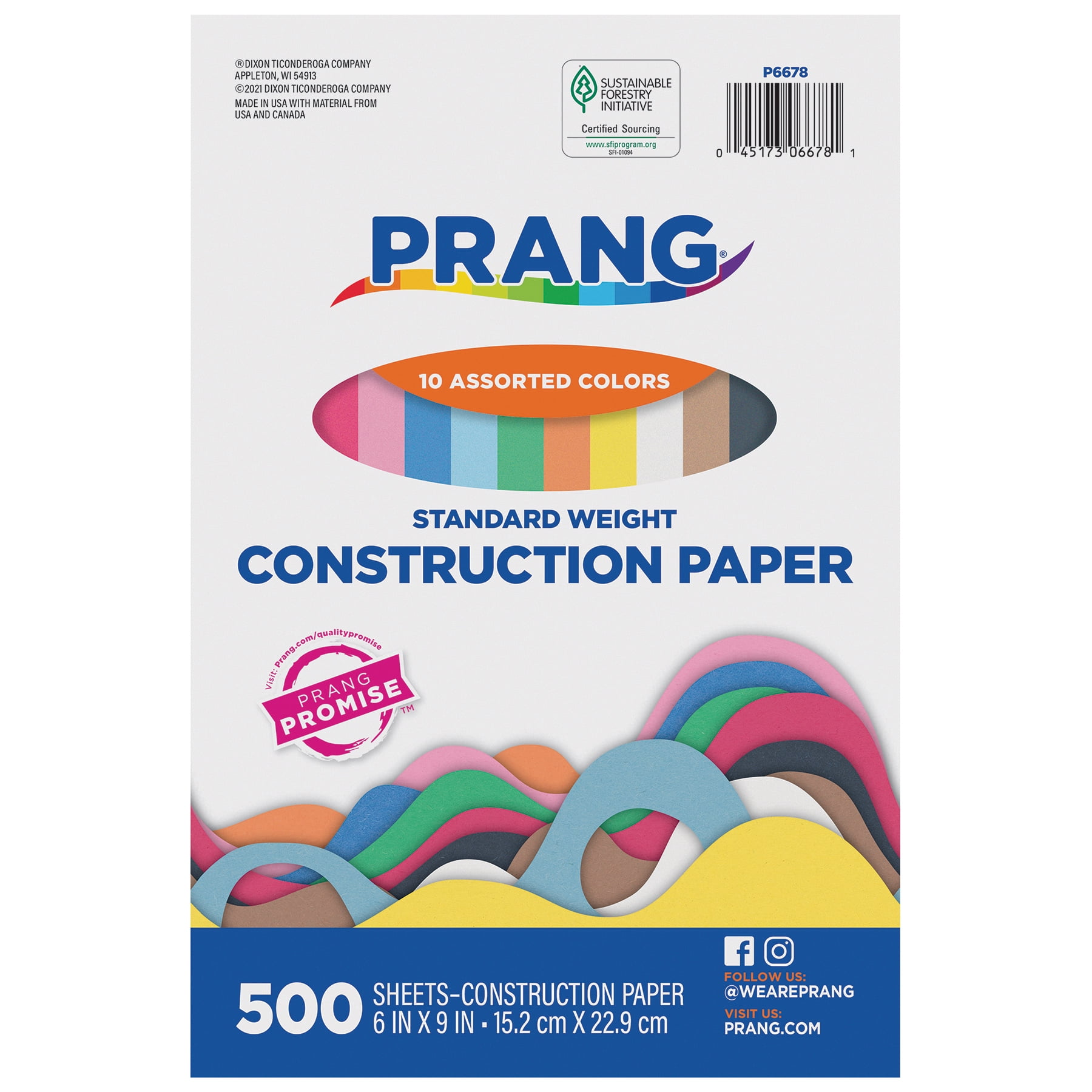 Prang Construction Paper, Standard Weight, 10 Assorted Colors, 6" x 9", 500 Sheets
