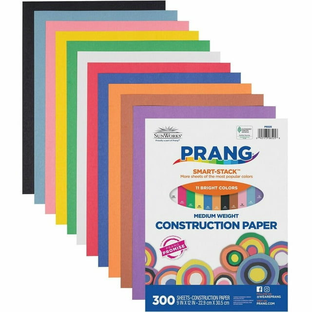 Prang Medium Weight Construction Paper, 9 x 12 Inches, Assorted Color, Pack of 300