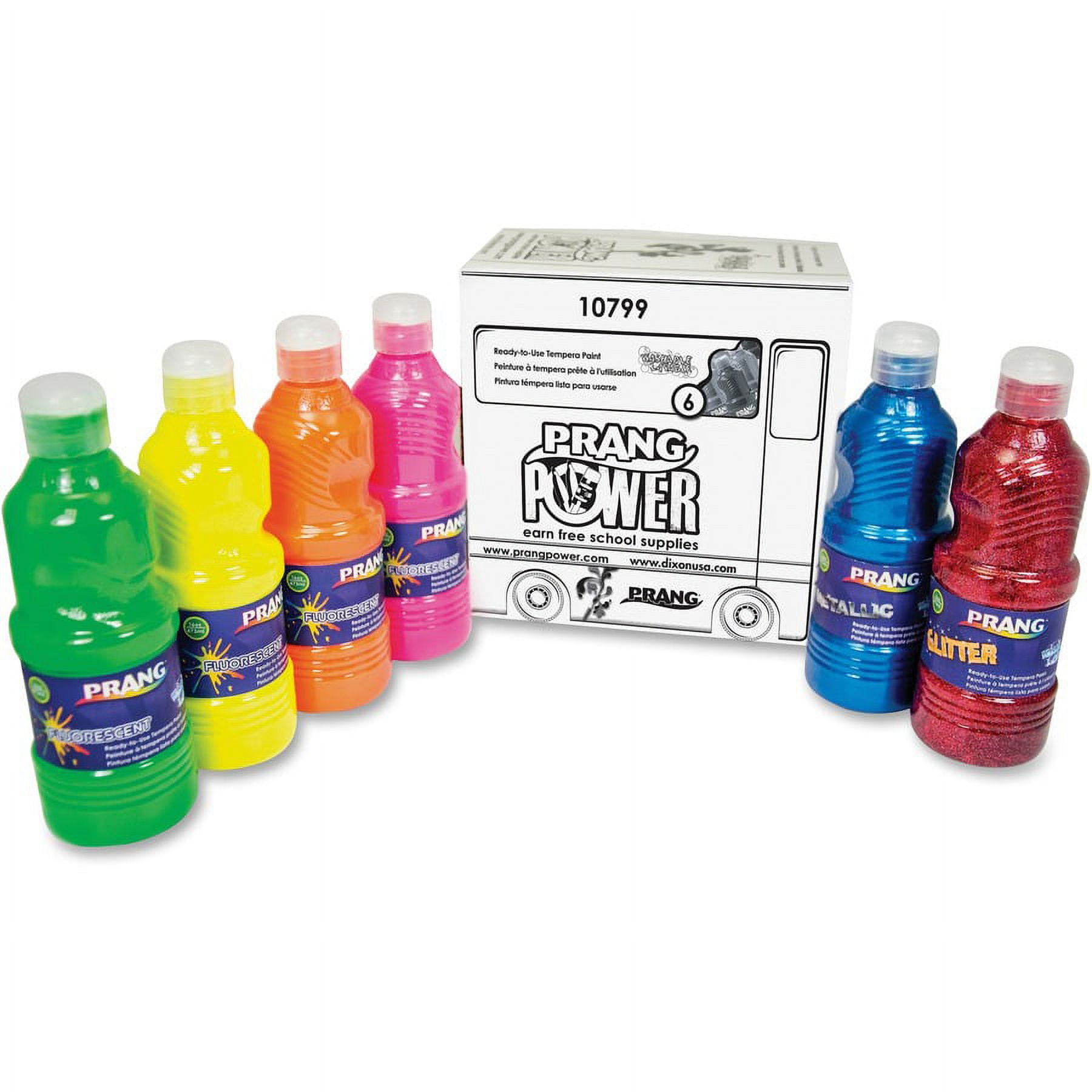 Prang Power Fluorescent Paint Set - 16 fl oz - 6 / Set - Neon Green, Neon Yellow, Neon Orange, Neon Pink, Neon Red, Neon Turquoise Prang Power Fluorescent Paint Set - 16 fl oz - 6 / Set - Neon Green, Neon Yellow, Neon Orange, Neon Pink, Neon Red, Neon Turquoise