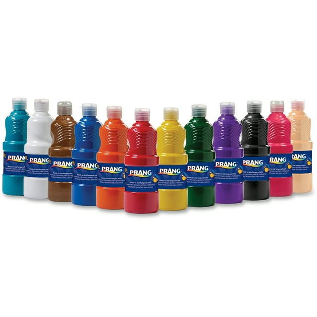 Prang ReadytoUse Tempera Paint, 12 Assorted Colors, 16 oz, 12/Pack