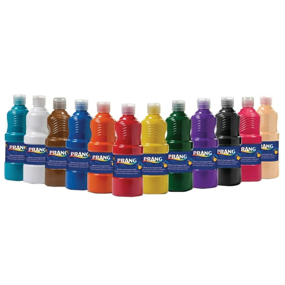 Prang Ready-to-Use Tempera Paint, 12 Assorted Colors, 16 oz, 12/Pack