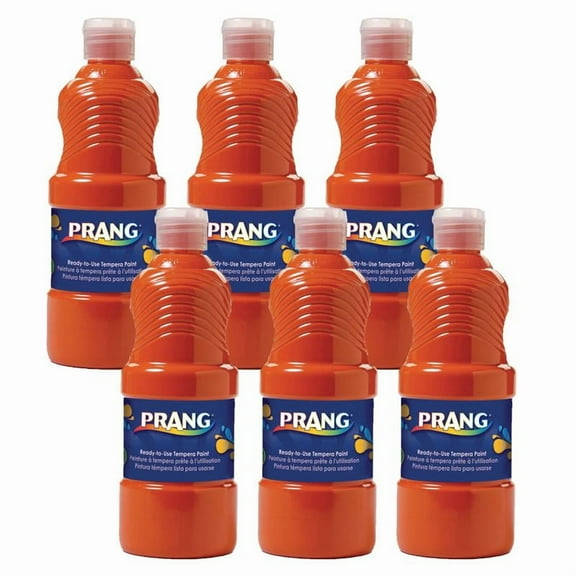 Prang Ready-to-Use Tempera Paint, Orange, 16 oz, Pack of 6