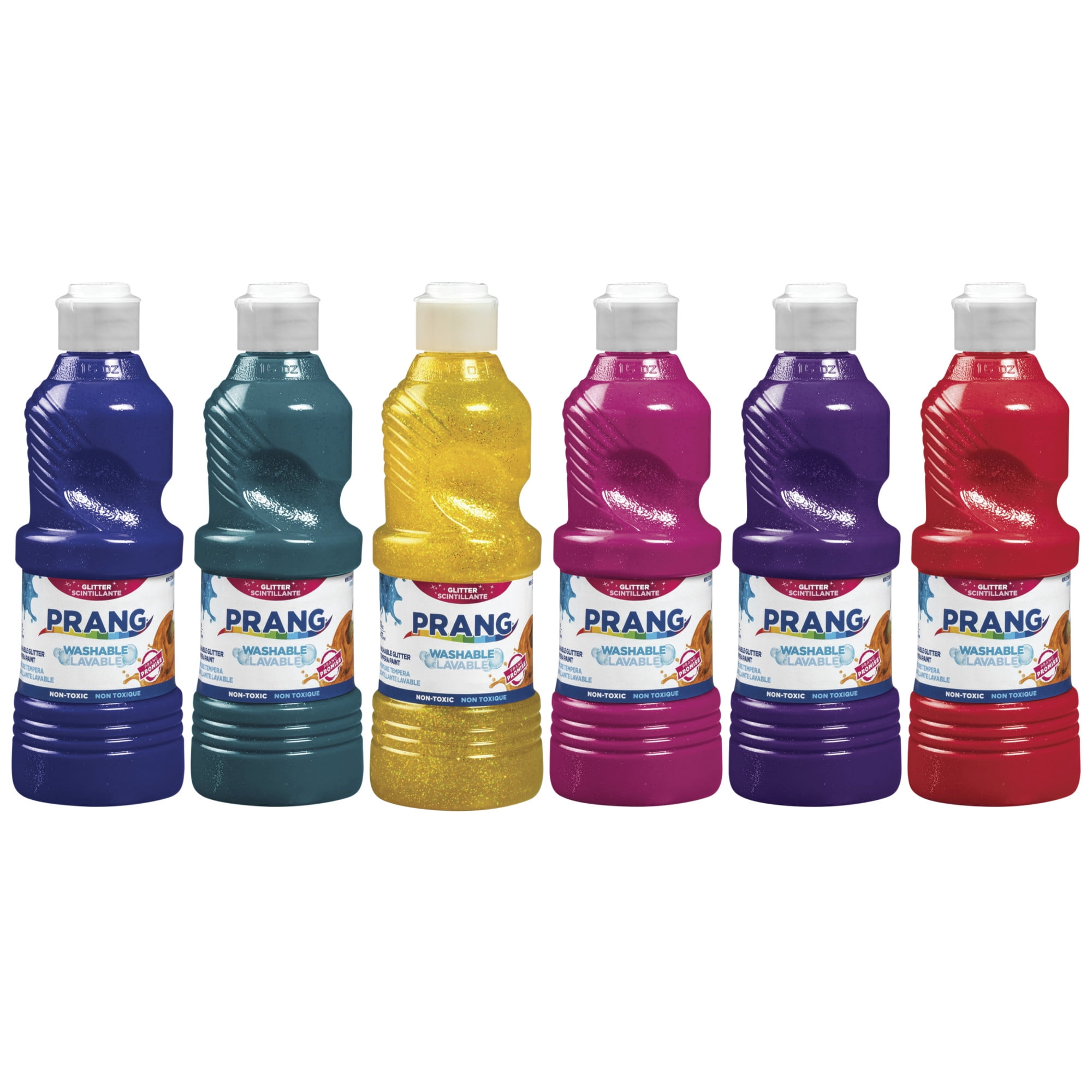 Prang ReadytoUse Washable Tempera Paint Set, Assorted Glitter Colors, Pint Set of 6