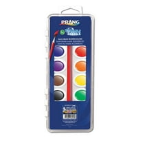 Prang Semi-Moist Watercolor Paints, Plastic Pan, 16 Assorted Colors
