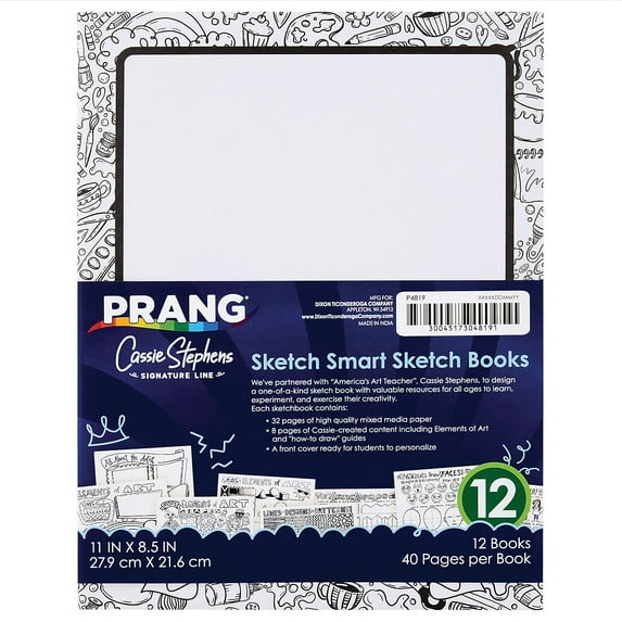 Prang Sketch Smart 11" x 8.5" Sketch Book White 40 Sheets/Book 12/Pack (PAC4819)