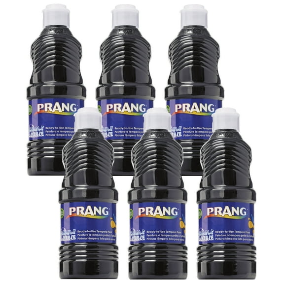 Prang Washable Tempera Paint, Black, 16 oz, Pack of 6