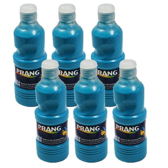 Prang Washable Tempera Paint, Turquoise, 16 oz, Pack of 6