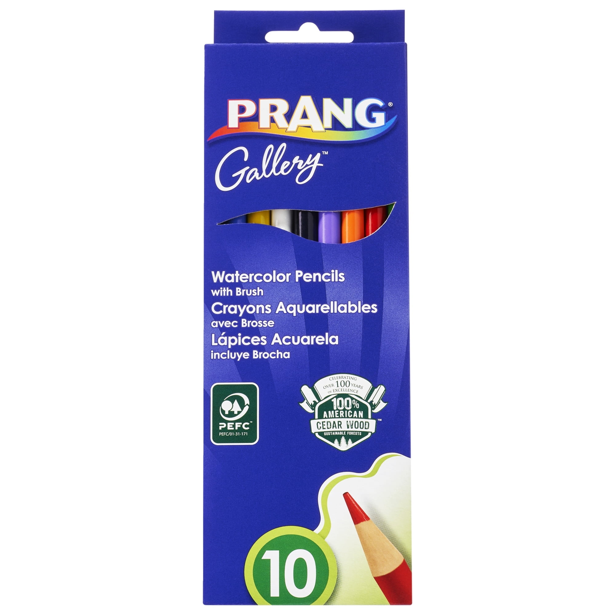 Prang Watercolor Pencils, Assorted Colors, Set of 10 with Brush