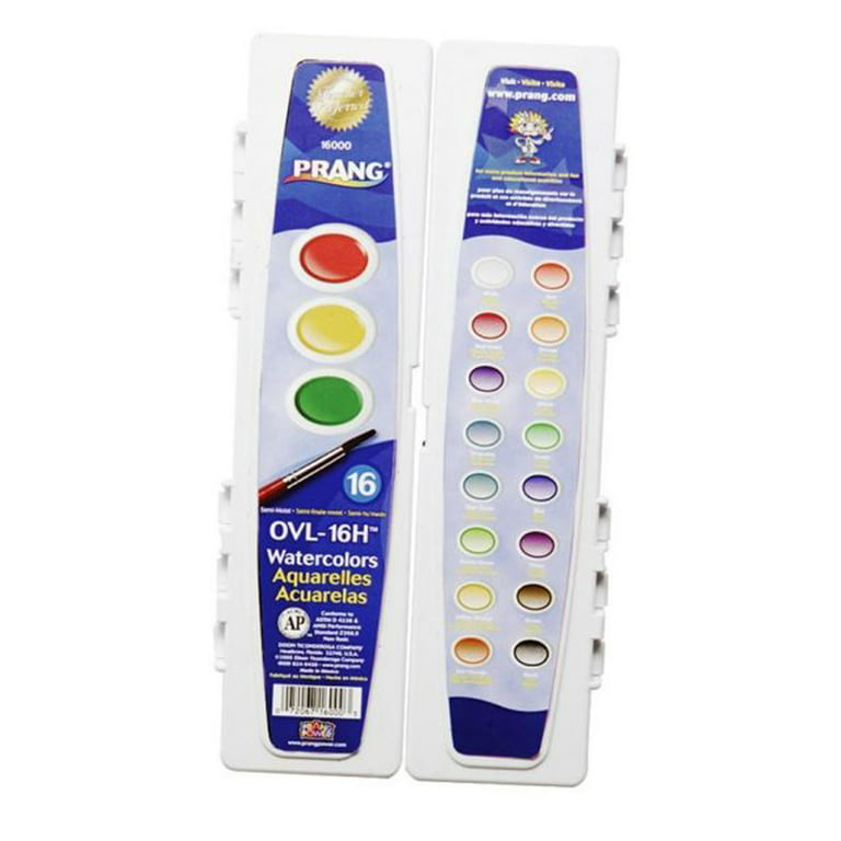 Prang® Watercolors, Oval Pans, 16 color set with brush, Set of 2 