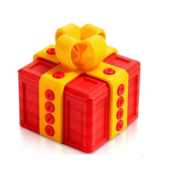 Prank Gift Box - 3.14in, 3D Printed Box with Screws, Surprise Funny Puzzle Box, Gift Boxes for Presents Red-Gold