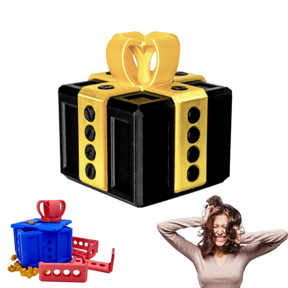 Prank Screw Box 3.39"x3.39"x3.62"，3d Prints, Money Puzzle Box for Cash Gift, Christmas 3d Printing Decorative, Ideal for Birthday, Christmas,Black