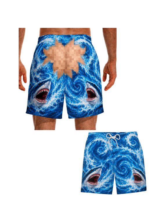 Prank Swimsuit for Men, Swim Trunks Mens Funny, Quick Dry Novelty Swim Shorts for Lake Trips Cruises Summer Vacation Wear