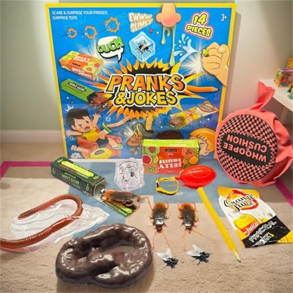 Prank Toy Gift Box Set, Assorted Joke Props for Parties and Group Activities