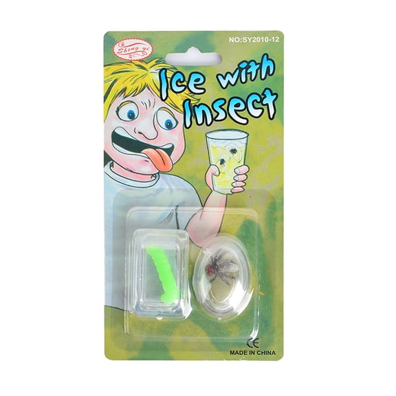 Prank Toys Fake Insect Bug Trick Set Adults, Realistic Simulation Ice Cube Worm Fly for April Fools Day Pranks, Funny Birthday Gifts Party Favors Holiday(A)