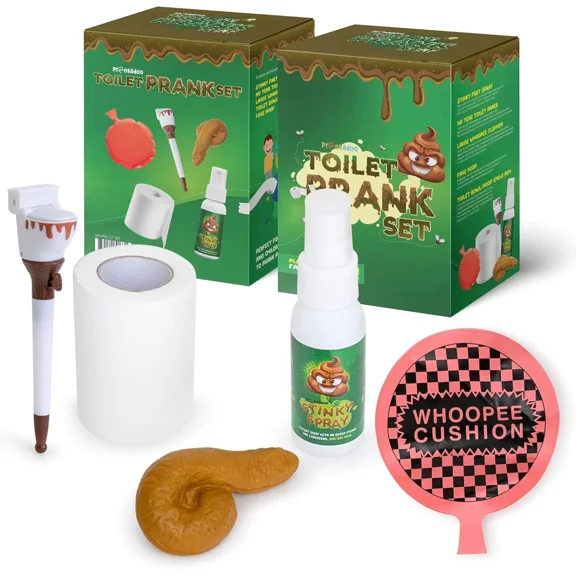 Prankadoo Toilet Prank Set - 5-Piece Funny Practical Joke Kit Includes Fake Poop