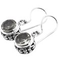 thumbnail image 1 of Prasiolite Gems Scroll Filigree 925 Sterling Silver Earrings, 3/8", 1 of 2