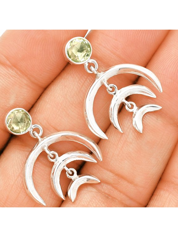 Prasiolite (Green Amethyst) - Brazil 925 Sterling Silver Earrings Jewelry E-1249 SDE84352