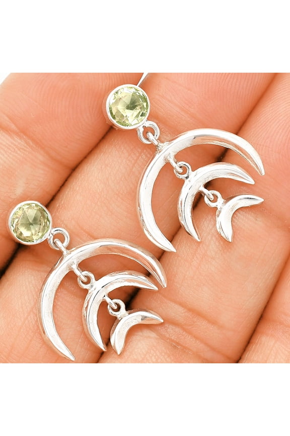 Prasiolite (Green Amethyst) - Brazil 925 Sterling Silver Earrings Jewelry E-1249 SDE84352