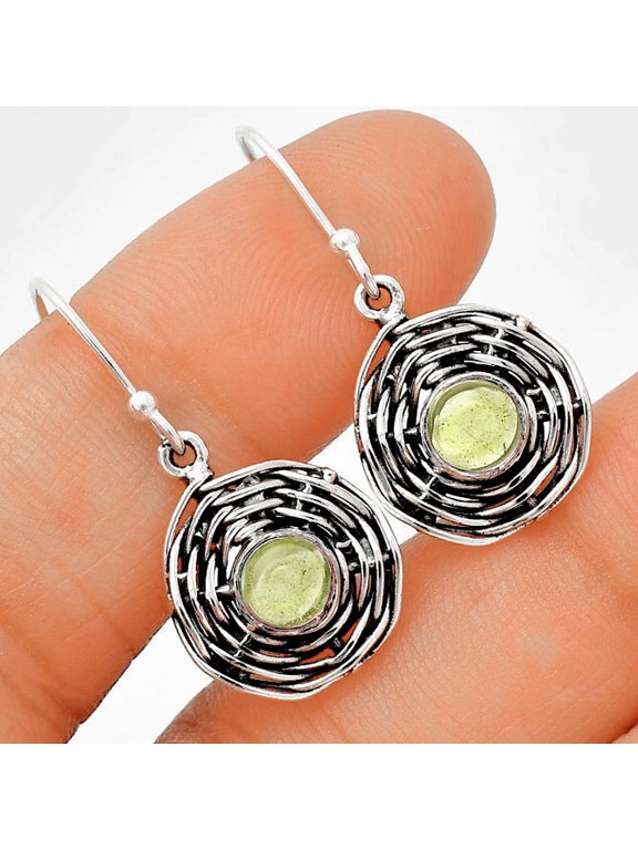 Prasiolite (Green Amethyst) Cab 925 Sterling Silver Earrings Jewelry E-1222 SDE84251