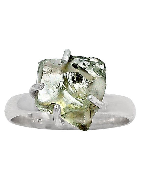 Prasiolite (Green Amethyst) Rough 925 Sterling Silver Ring s.8.5 Jewelry R-1052 SDR214920
