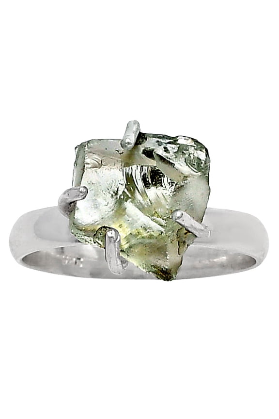 Prasiolite (Green Amethyst) Rough 925 Sterling Silver Ring s.8.5 Jewelry R-1052 SDR214920