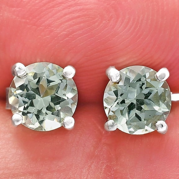 Prasiolite (Green Amethyst) Stud 925 Sterling Silver Earrings Jewelry DGE1072_A E-1017