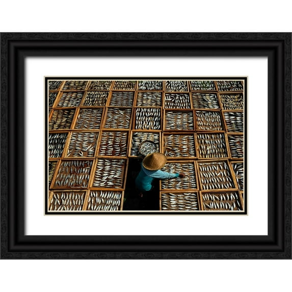 Pratikto, Lita 14x11 Black Ornate Wood Framed with Double Matting Museum Art Print Titled - Salted Dried Fish