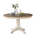 thumbnail image 1 of Prato Round Antique White and Distressed Oak Two-tone Finish Wood Dining Table, 1 of 5