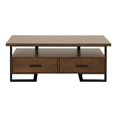 thumbnail image 1 of Pratt 48 in. Walnut and Rustic Black Metal Rectangular Wood Coffee Table with 2 Functional Drawers, 1 of 6