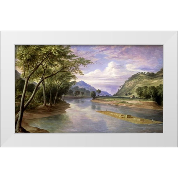 Pratt, Henry Cheever 14x10 White Modern Wood Framed Museum Art Print Titled - The Ohio River Near Marietta