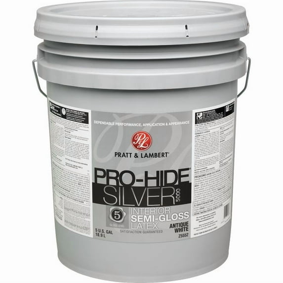 Pratt & Lambert 0000Z5552-20 Pro Hide Silver Antique White Interior Semi Gloss, 5 gal