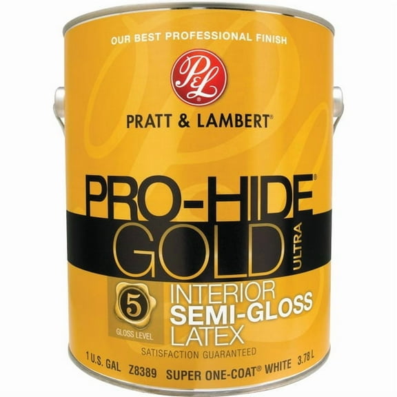 Pratt & Lambert Pro-Hide Gold Ultra Z8380 Z8389-16 Interior Paint, Semi-Gloss, White, 1 gal
