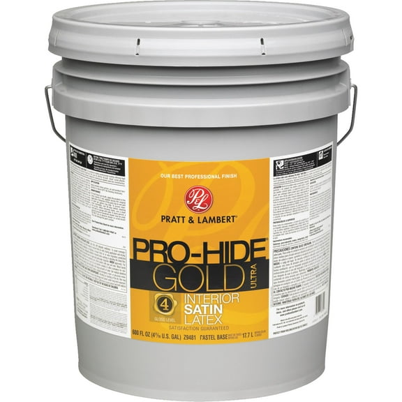 Pratt & Lambert Pro-Hide Gold Ultra Z9480 Z9481-20 Interior Paint, Satin, Pastel Base, 5 gal