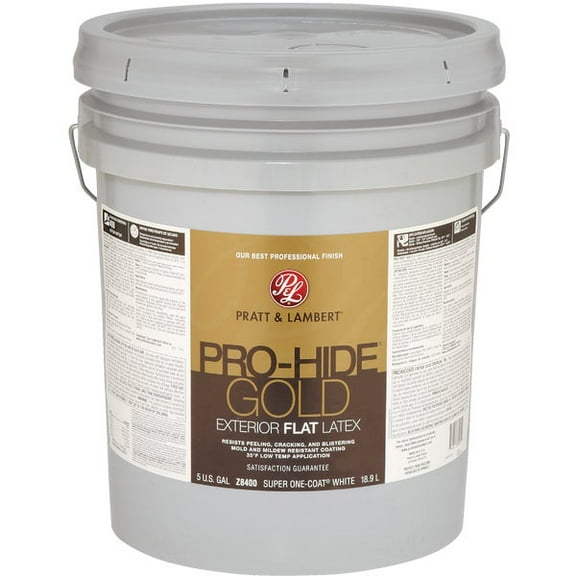 Pratt & Lambert Pro-Hide Gold Exterior Paint Flat Durable - 5 gal, White