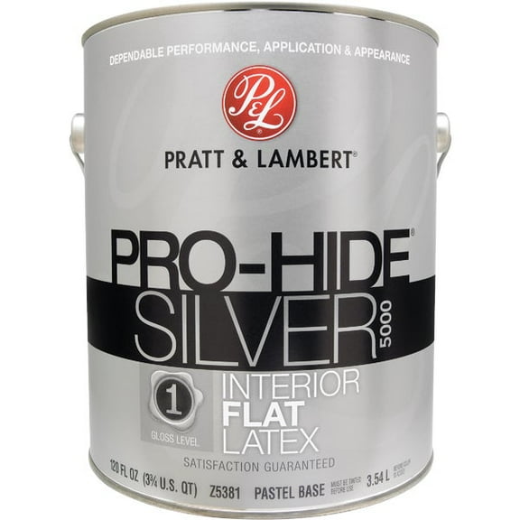 Pratt & Lambert Pro-Hide Silver 5000 Z5300 Z5381-16 Interior Paint, Flat, Pastel Base, 1 gal