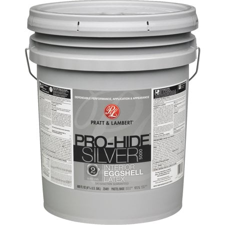 Pratt & Lambert Pro-Hide Interior Paint Eggshell Pastel - Silver - 5 gal — Interior & Exterior Use, Professional Finish