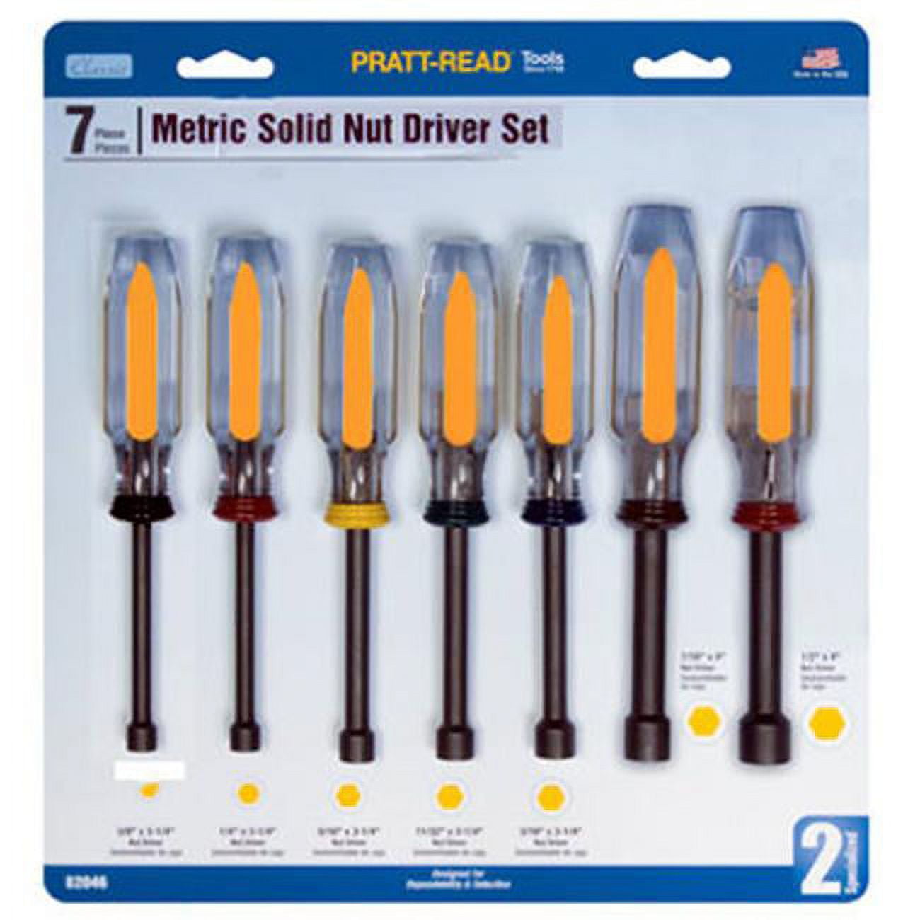PrattRead 82047 Metric Solid Nut Driver Set 7 Piece