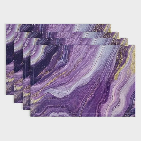 Pratyus 4pcs Marble Purple Abstract Party Table Placemat Linen Table Mats for Birthday Parties, Christmas, and Buffets - Home Decoration 18x12in