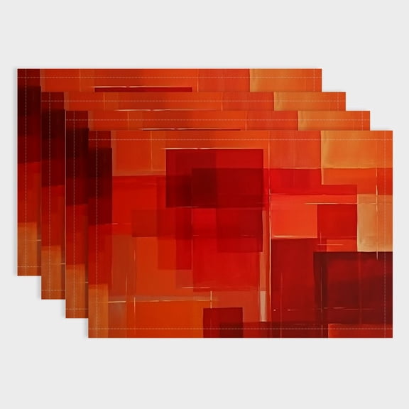 Pratyus 4pcs Squares Linen Table Mats Indoor Outdoor Placemat for Birthday Parties, Christmas Restaurants, Buffets, Home Decoration 18x12in