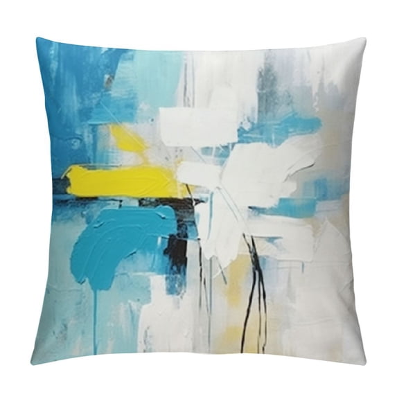Pratyus Abstract Painting Art & Language Brush Strokes Pillow Cases with Zipper Home Decor for Living Room Bedroom Cushion Outdoor Car Couch - Printed on Both Sides 1PC 22x22in