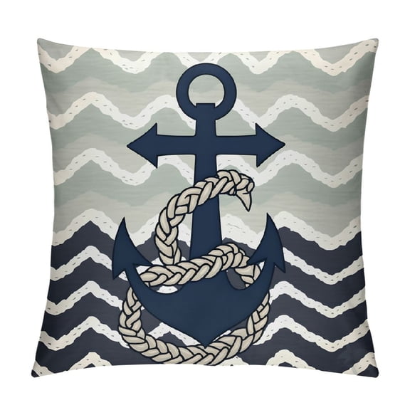 Pratyus Anchor Chevron Ocean Modern Farmhouse Rustic Decorative Couch Pillow Cases with Zipper Closure Home Decor 1PC 22x22in