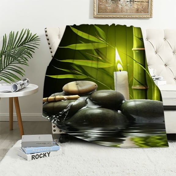 Pratyus Bamboo Print Throw Blanket Lightweight Soft Blanket for All Seasons Exquisite Gifts 40x50in