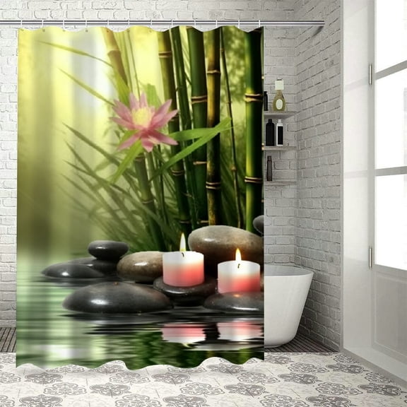 Pratyus Bamboo Trees Shower Curtain Waterproof Bath Curtain Kids Bathroom Decor with Hooks and Various Sizes, Sustainable Polyester, Easy to Install, High Definition Digital Printing, Easy Care 36"x72