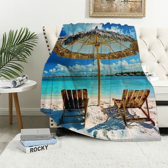 Pratyus Beach Theme Soft Plush Blanket for Couch Sofa Bed Home Decor All Seasons - Versatile Towel, Bed Cover, Wall Decoration - Easy Care, Perfect Gift 60x80in