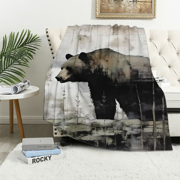 Pratyus Bear Grass Brick Wall Print Throw Blanket for Bed Sofa Living Room Decor All Seasons Flannel Material Blanket 40x50in