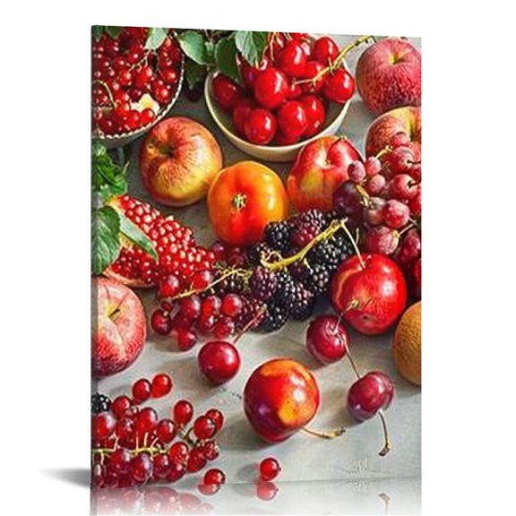 Pratyus Berries Fruits Table Canvas Wall Art Modern Prints for Home Decoration 16x20in