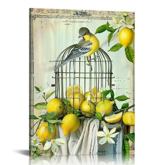 Pratyus Bird Lemon Canvas Prints Wall Art Home Decoration for Living Room Bathroom Bedroom Office 12x16in