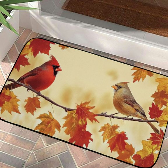 Pratyus Birds Branch Autumn Leaves Mat Doormats for Home Entrance Patio Floor Indoor Outdoor Felt Square Mat 19.68*39.37 in